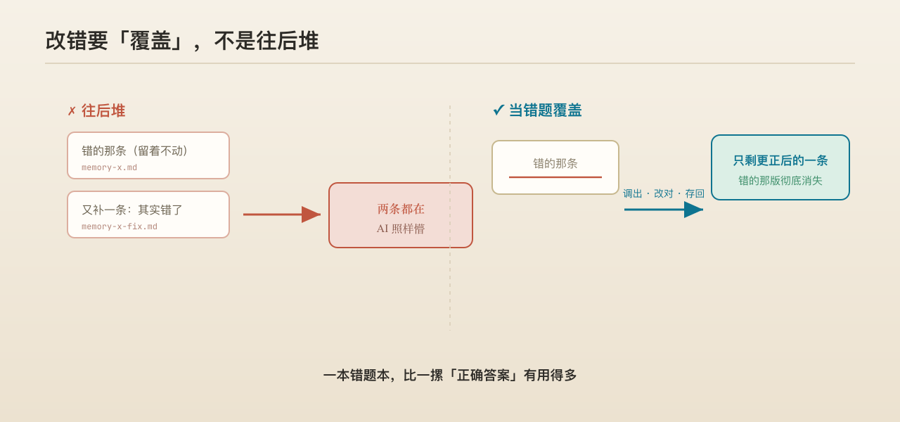 示意：改错要覆盖，不是往后堆